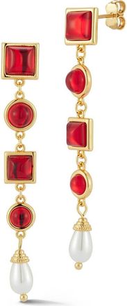 Chloe and Madison CZ & Faux Pearl Vintage Drop Earrings in Gold at Nordstrom Rack