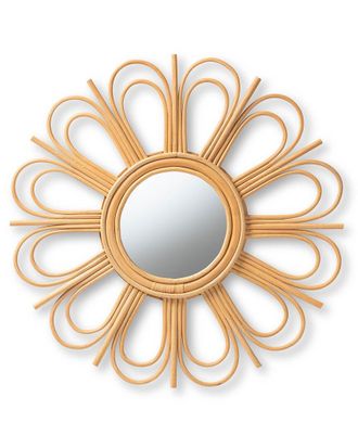 Baxton Studio Sakura Rattan Accent Wall Mirror