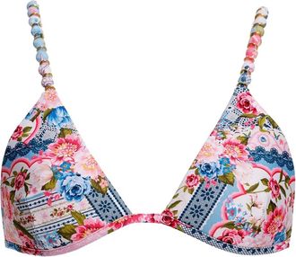 Agua Bendita Top bikini Belle a fiori - Rosa