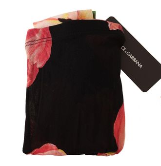 Dolce & Gabbana Womens Black Floral Print Nylon Tights Stockings Clothing