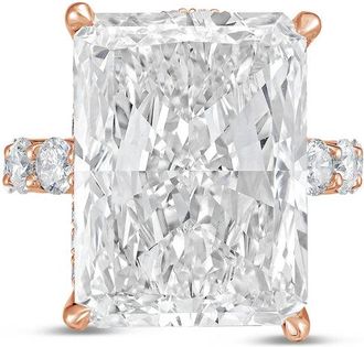 Diana M. Jewels 18kt rose gold 8ct lab grown Radiant Diamond Ring with Pav&eacute; Round Band