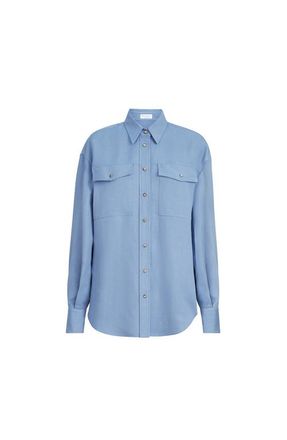 Brunello Cucinelli Fluid twill shirt in Azure at Nordstrom, Size Xx-Large Eu