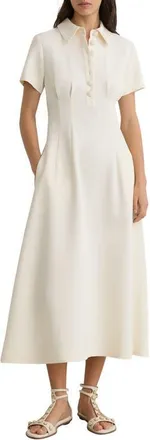 Reiss Mari Short Sleeve Midi Dress in Cream at Nordstrom, Size 8