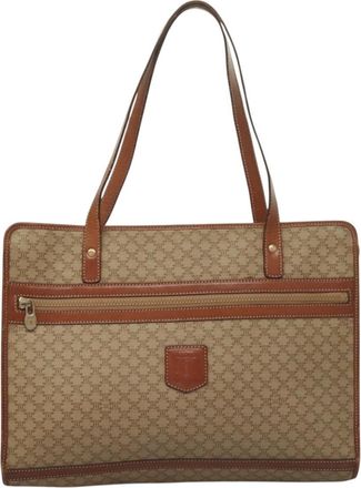 Celine Macadam Beige Canvas Shoulder Bag (Pre-Owned)