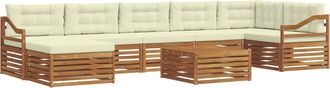vidaXL Conjunto De Sof&aacute;s De Exterior 8 Uds. Natural Y Crema Vidaxl