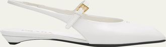 Prada Leather Mary Jane Slingback Flats