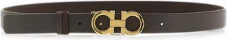 Ferragamo Brown Solid Reversible Belt