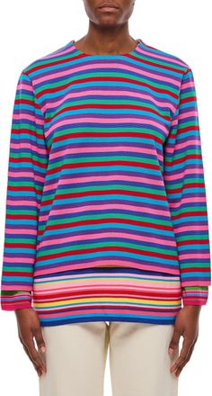 Comme Des Gar&ccedil;ons Multicolor Striped Sweater with Double Layer Effect