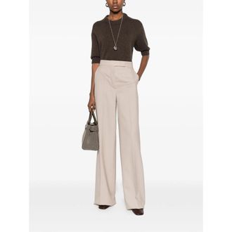 Max Mara Womens Straight Girone Trousers Cream Beige Wool Mix Neutrals Virgin