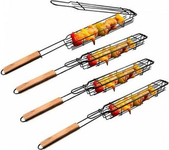OEM 4 Piezas, Cesta Para Barbacoa, Barbacoa, 4945cm, Rejilla Para Barbacoa, Brochetas Para Barbacoa, Abrazadera Para Rejilla De Cesta