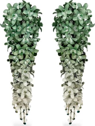 Oscar De La Renta Oorbellen met bloemen - Groen