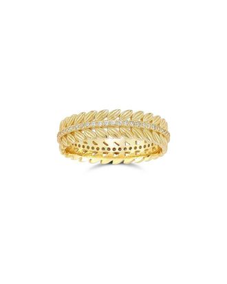Chloe and Madison Chloe And Madison 14K Over Silver Cz Feather Band Ring