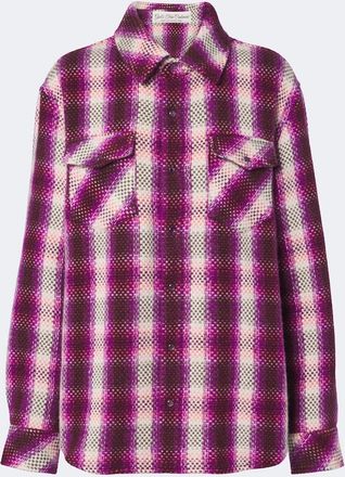 God's True Cashmere Frontier plaid cashmere shirt with amethysts