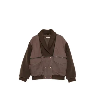 Sessun Double-breasted Fleece-sleeve Jacket