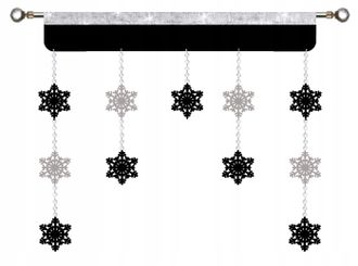 OEM Elegante Cortina Navide&ntilde;a Con Estampado De Copos De Nieve Y Calado, 150 Cm