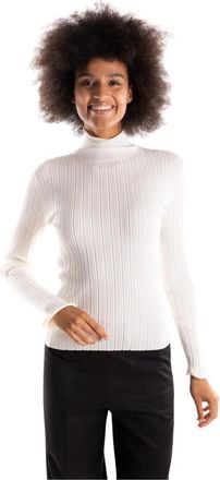 Marella Geribbelde Cream Sweater Slim Fit - Dames - Ronde hals truien - Beige - L - Polyester - Truien & Vesten