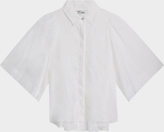 Finley Collin Cape-Sleeve Washed Linen Shirt