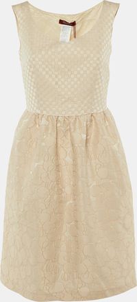 Max Mara Cream Floral Patterned Crepe Short Dress