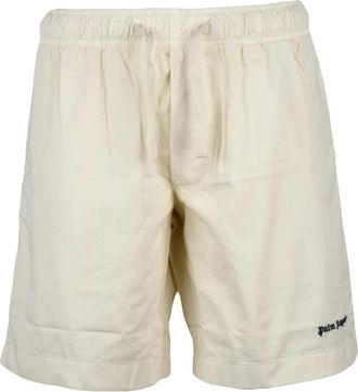 Palm Angels Cream Cotton Drawstring Shorts
