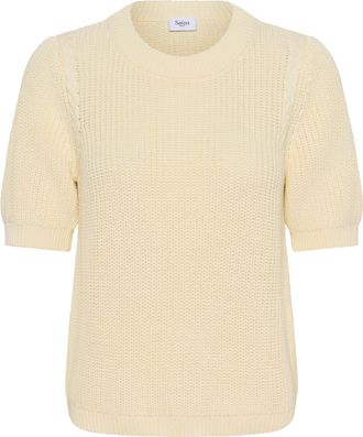 Saint Tropez Strickpullover SAINT TROPEZ PiliaSZ SS Pullover, Damen, Gr. XL, creme, Strick, Obermaterial: 100% Baumwolle, unifarben, normal, Rundhals, Pullover Str