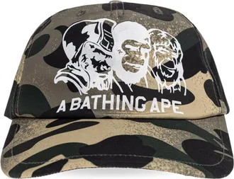 A Bathing Ape Camouflage Baseball Cap With Iconic Bape Logo