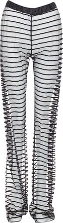 Dries Van Noten Flocked Mesh Striped Pants
