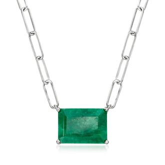 Ross-Simons Emerald Paper Clip Link Necklace in Sterling Silver
