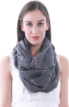 Lina & Lily Vizsla Dog Print Womens Infinity Scarf Snood Lightweight (Grey)