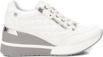 Xti Womens Leather Quilted Sneakers In White