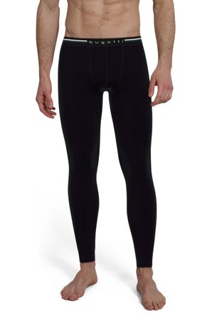 Bugatti Lange Unterhose BUGATTI Rom, Herren, Gr. 8 (XXL), schwarz (schwarz, dunkel, uni), Obermaterial: 95% Baumwolle, 5% Elasthan, k&ouml;rpernah, Unterhosen Lang