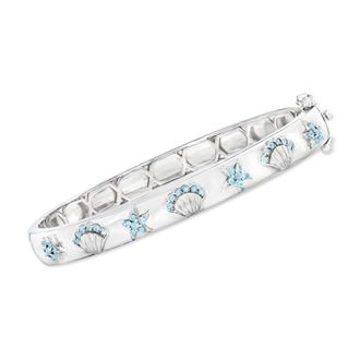 Ross-Simons Tonal Blue Topaz Sea Life Bangle Bracelet in Sterling Silver