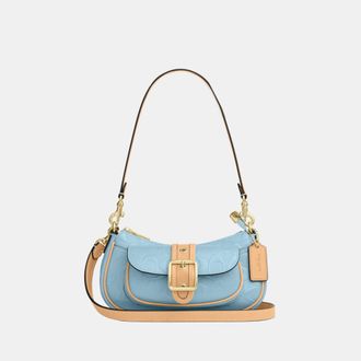 Coach Womens Ashton Mini Shoulder Bag In Signature Leather - Dark Blue - One Size