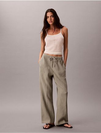 Calvin Klein Jeans Calvin Klein Womens Double Gauze Pull-On Pants - Green - XL