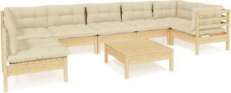 vidaXL Muebles De Jard&iacute;n 8 Piezas Cojines Madera De Pino Color Crema Vidaxl