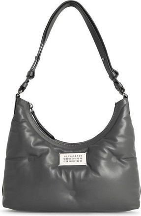 Maison Margiela Hobo Glam Slam Small Bag In Pebble Grey Leather