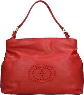 La Carrie Woven Logo Leren Tas - Dames - Schoudertassen - Rood - ONE Size - Leer - Tassen