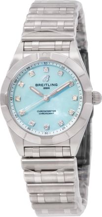 Breitling Chronomat Quartz Chronometer Diamond Blue Dial Ladies Watch A72310101C1A1