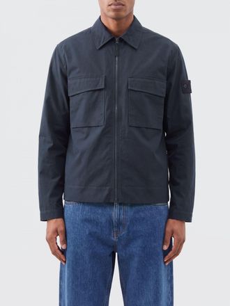 Stone Island Giacca camicia corta in tela di cotone organico con zip