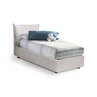 Talamo Italia Dmora - Cama Individual Dgrillo, Cama Contenedor Con Tapizado En Ecopiel, 100% Made In Italy, Apertura Lateral, Con Colch&oacute;n 80x190 Cm Incluido, Blanco