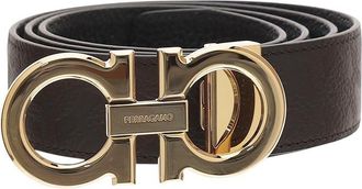 Ferragamo Dark Brown Gancini Buckle Belt