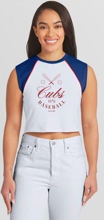 WEAR by Erin Andrews Womens WEAR by Erin Andrews White Chicago Cubs Cooperstown Cropped Raglan Tank Top at Nordstrom, Size X-Large