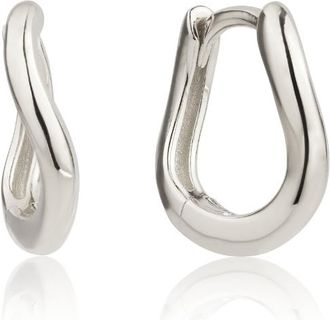 Lily & Roo Silver Wave Huggie Hoop Earrings