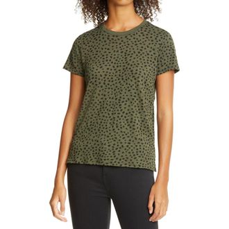 ATM Anthony Thomas Melillo Schoolboy Cheetah Print Slub Cotton Tee in Ivy/Black Combo at Nordstrom, Size Medium