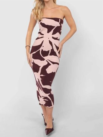Sadie & Sage My Dearest Knit Jacquard Tube Dress In Burgundy/pink