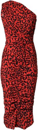 Dolce & Gabbana Midi Sheath Dress - Dames - Casual kleedjes - Rood - XS - Leer - Kleedjes