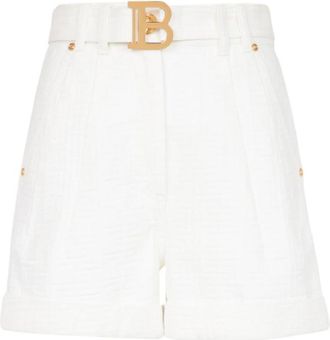 Balmain High Waist Denim Short With Buckle, Brand Size 38 (US Size 6)