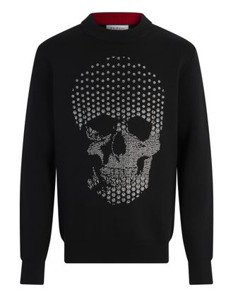 Philipp Plein Round Neck Pullover Degrade Skull Strass Skull Strass