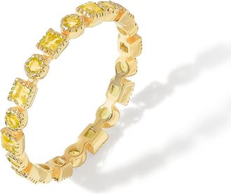 Tiramisu 14K Gold Plated Over 925 Sterling Silver Golden Harmony Citrine Gemstone Ring