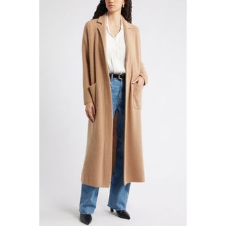 Nordstrom Wool & Cashmere Longline Cardigan in Tan Tannin at Nordstrom Rack, Size X-Large