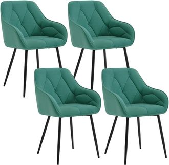 Woltu Woltu - Juego De 4 Sillas Modernas De Cocina O Sal&oacute;n En Terciopelo Con Patas De Metal, Azul Claro